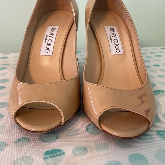 ***NEED GONE ASAP***Jimmy Choo patent leather peep toe wedges size 39 - Picture 6 of 10